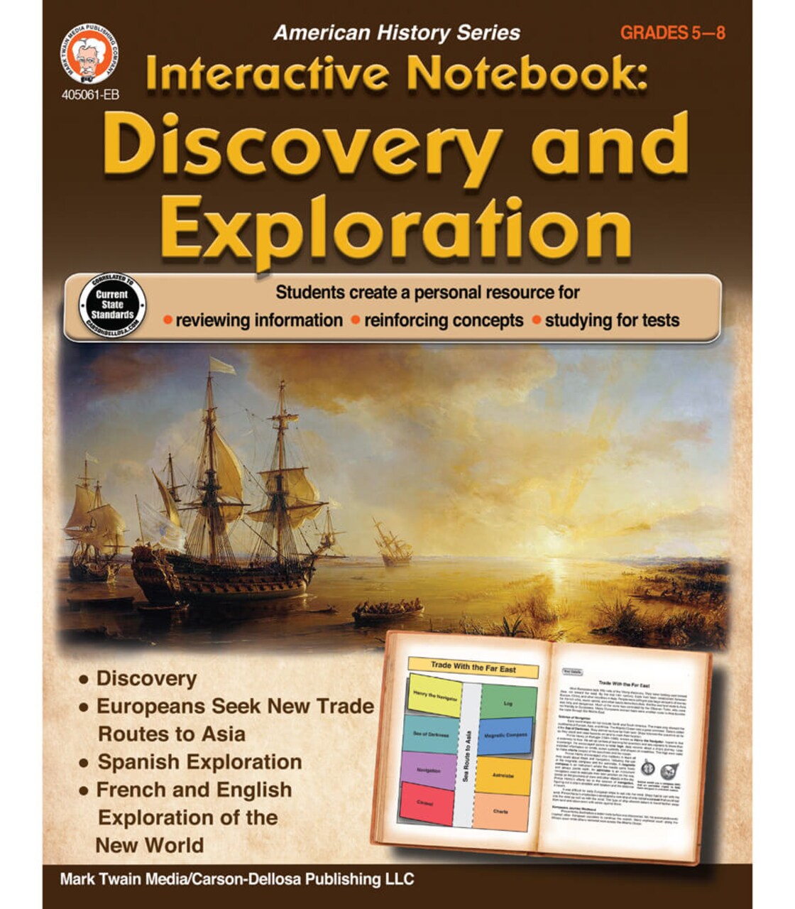 Mark Twain Media Discovery and Exploration Interactive Notebook, Grades 5-8 Hands-On European History, Spanish, English, and French Exploration Social Studies Resource Book (64 pgs)